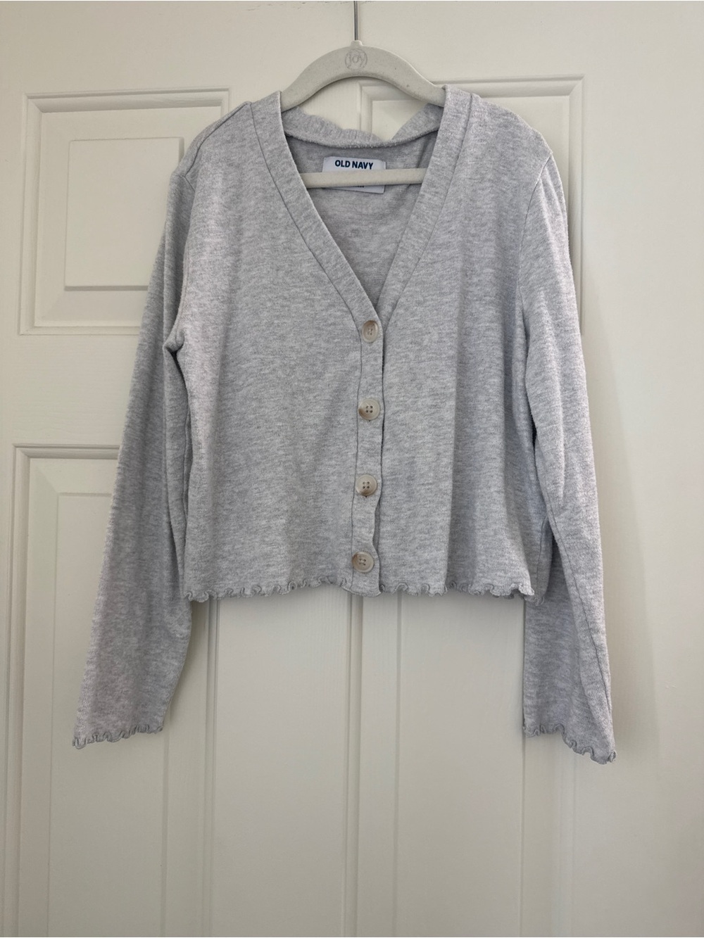 Old Navy Heather Gray Cropped Button Cardigan